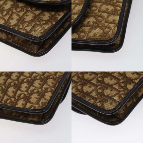 DIOR Trotter Canvas Shoulder Bag Brown Gold - Picture 10 of 12